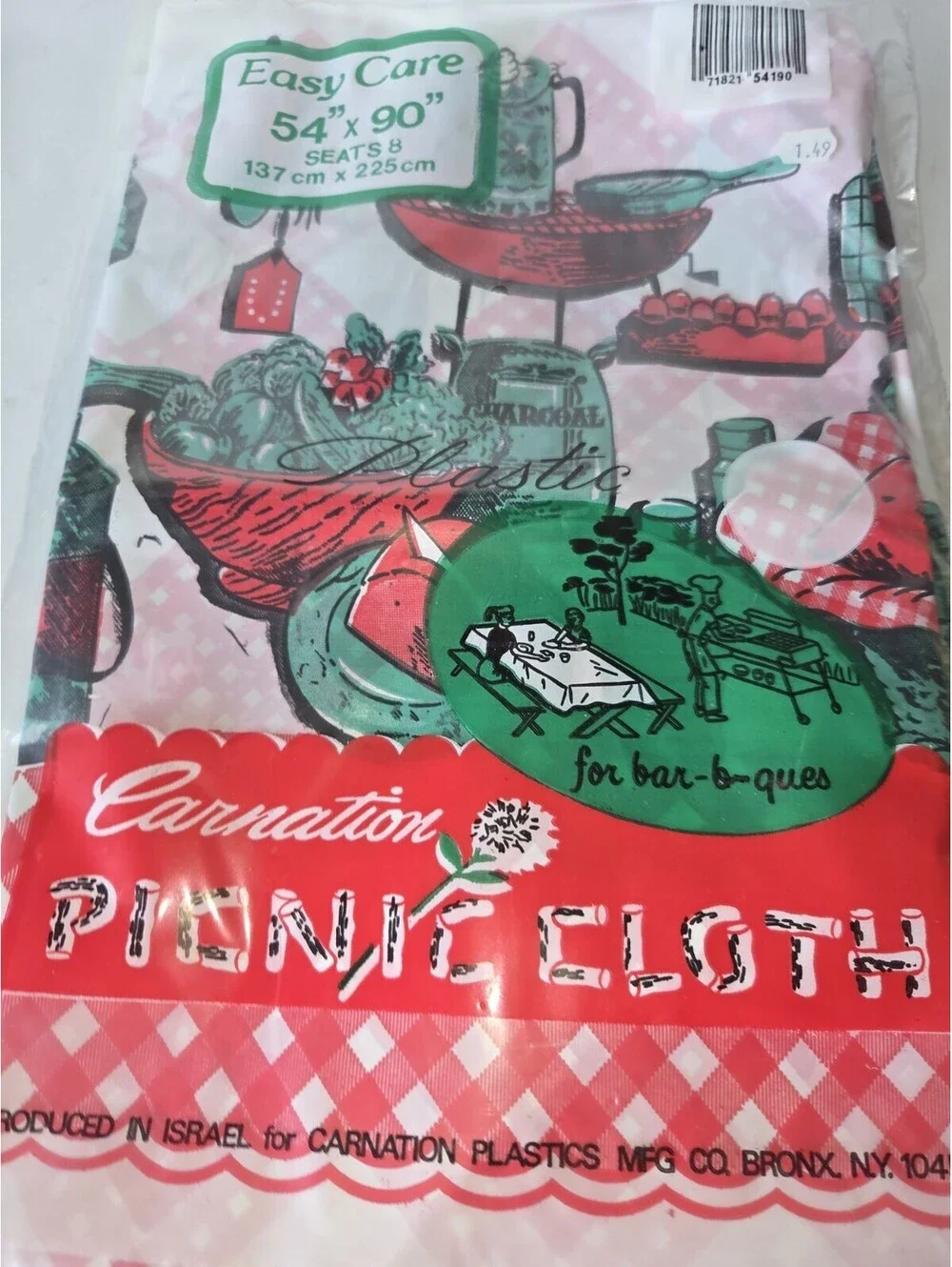 Vtg Carnation Picnic Table Covering 54